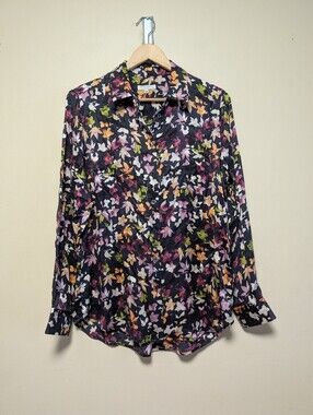 Equipment Femme 100% Silk Floral Button Down Blouse Large